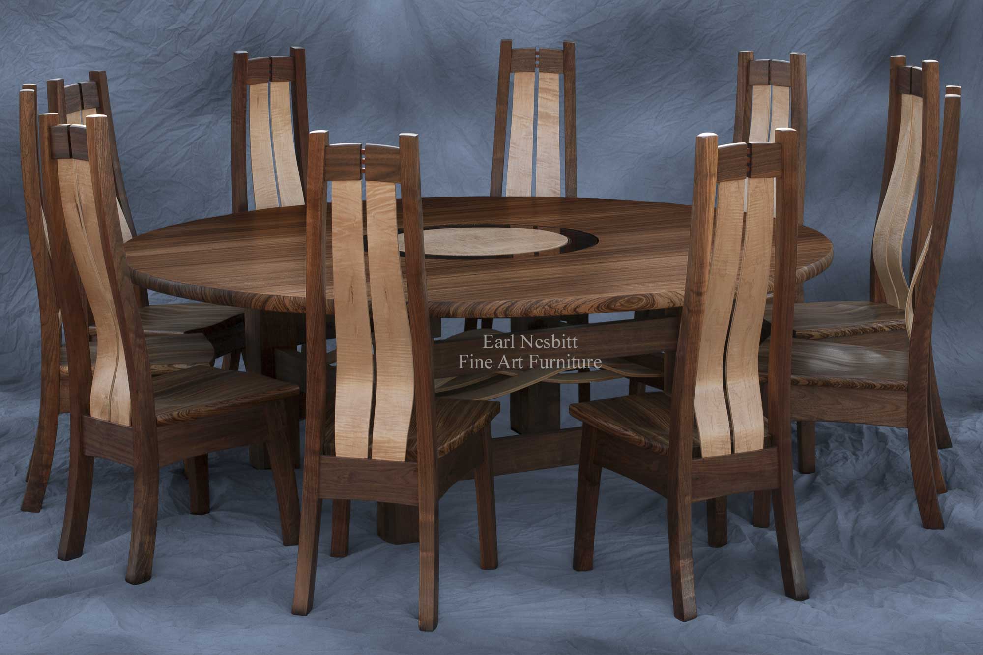 custom made round dining table set with ten chairs
